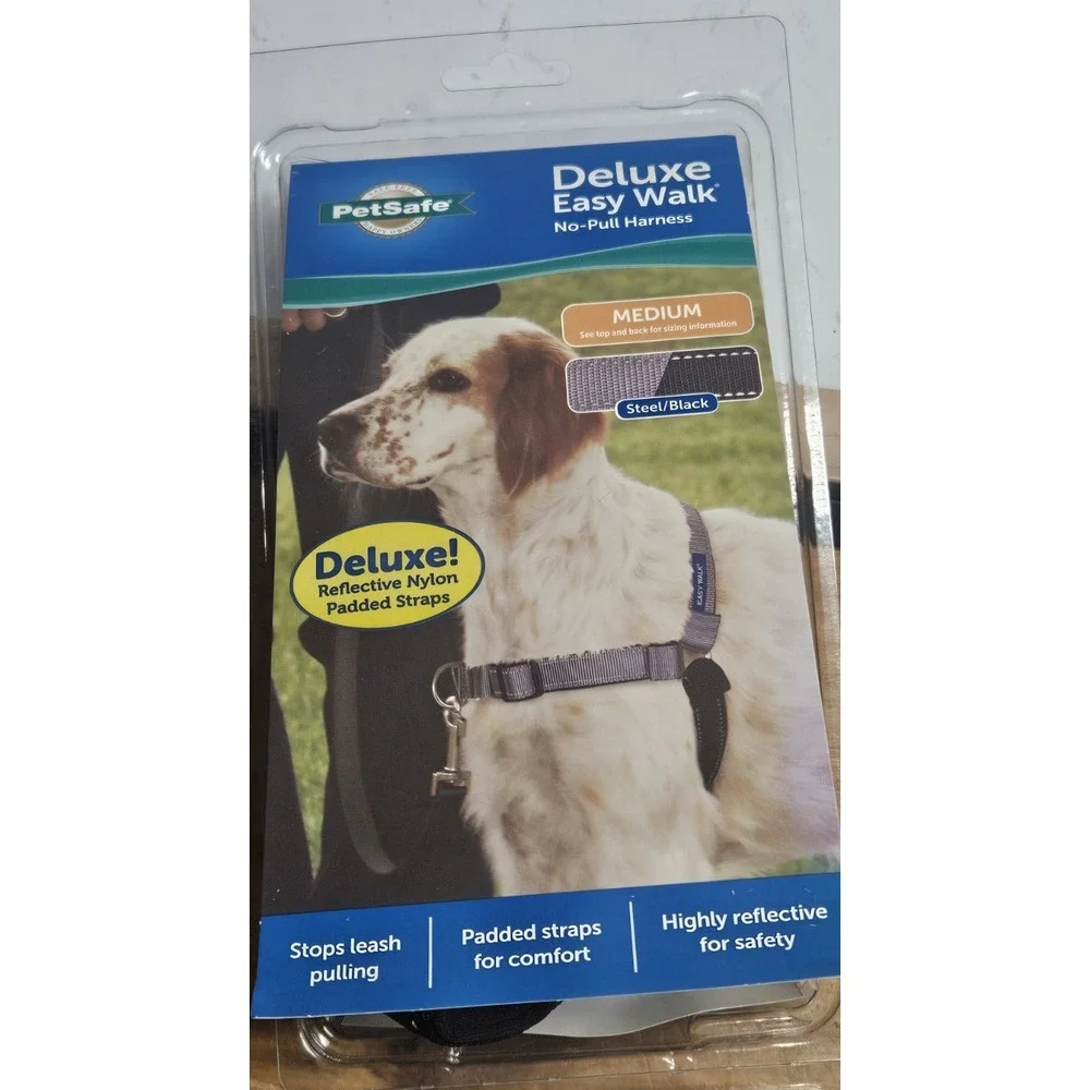 PETSAFE Deluxe Easy Walk no-pull dog harness steel/black Sz M‎